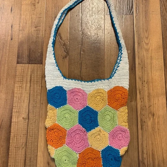Urban Outfitters Colorblock Crochet Granny Square Crossbody Bag. Handmade - Picture 3 of 5
